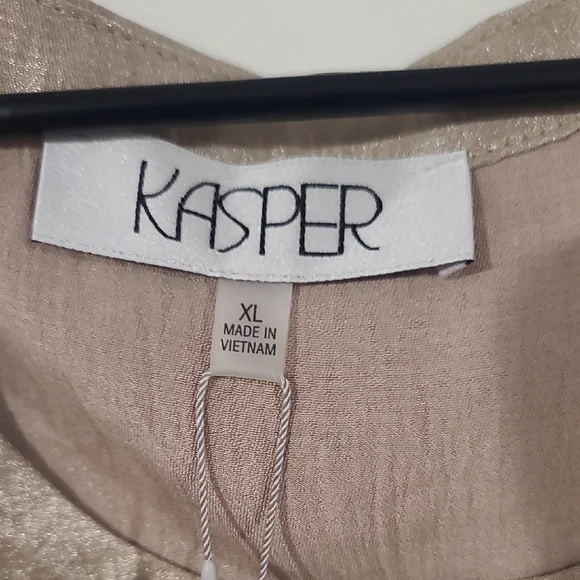 KASPER Shimmering Gold Sleeveless Blouse - Picture 2 of 5